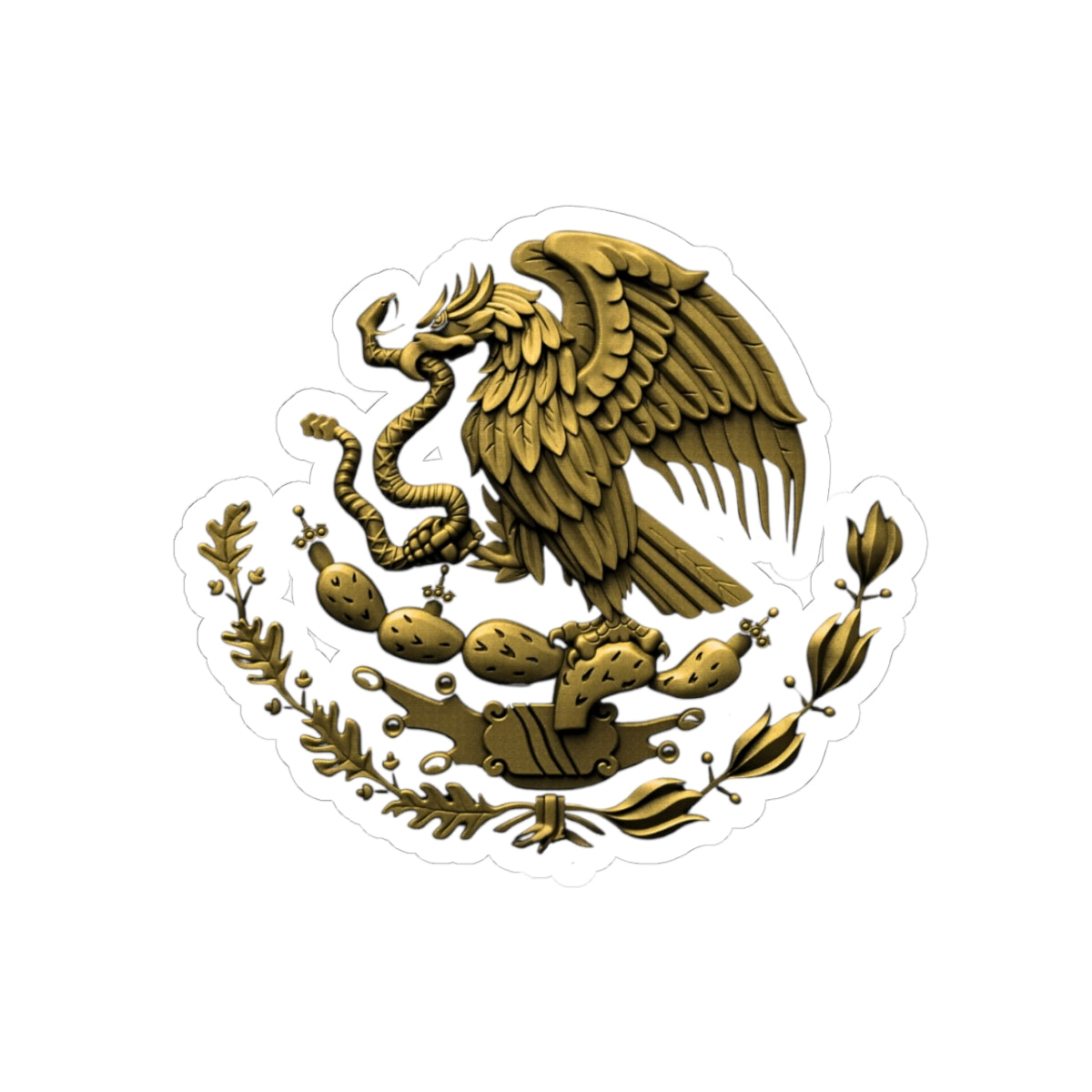 Mexican Pride Sticker, Golden Mexican Eagle Vinyl Decal | Mexico Coat of Arms Laptop Sticker | Cultural Heritage Gift