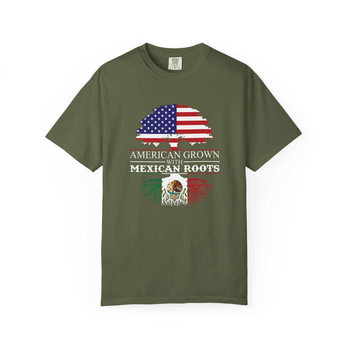 American Grown with Mexican Roots Shirt, Comfort Colors Tee | Bicultural Pride Garment Dyed T-Shirt | Latino Heritage Gift