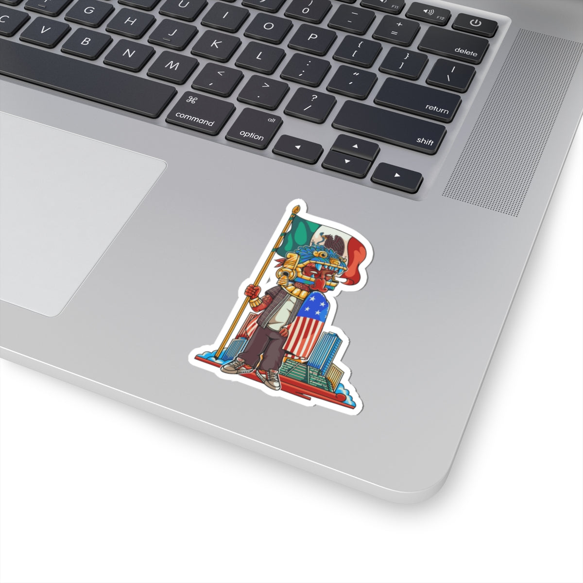 Mexican American Sticker, Quetzalcoatl Mexica Warrior Vinyl Decal | Waterproof Laptop Water Bottle Sticker | Chicano Pride Bicultural Gift