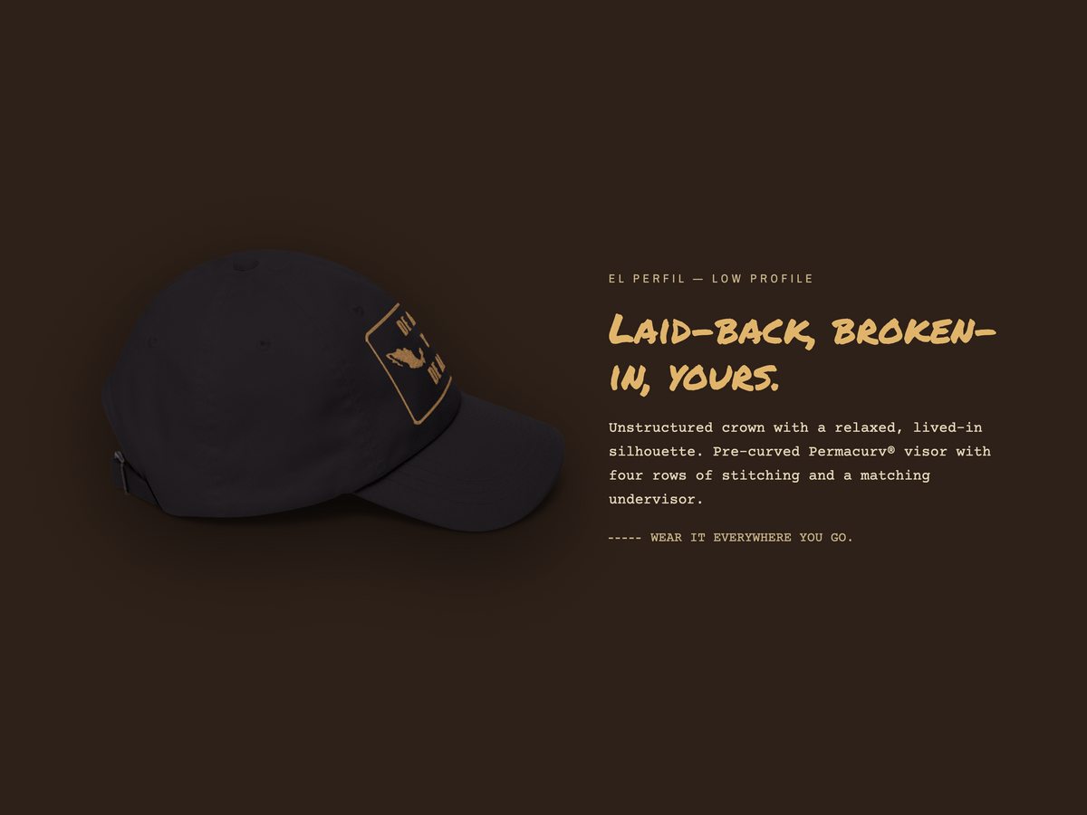 Mexican American Dad Hat, De Aquí y De Allá Embroidered Cap | Old Gold Stitching | Bicultural Pride Adjustable Hat Gift