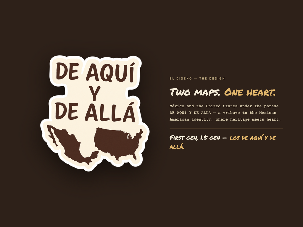 Mexican American Sticker, De Aquí y De Allá Vinyl Decal | USA Mexico Map Laptop Sticker | Bicultural Pride Heritage Gift