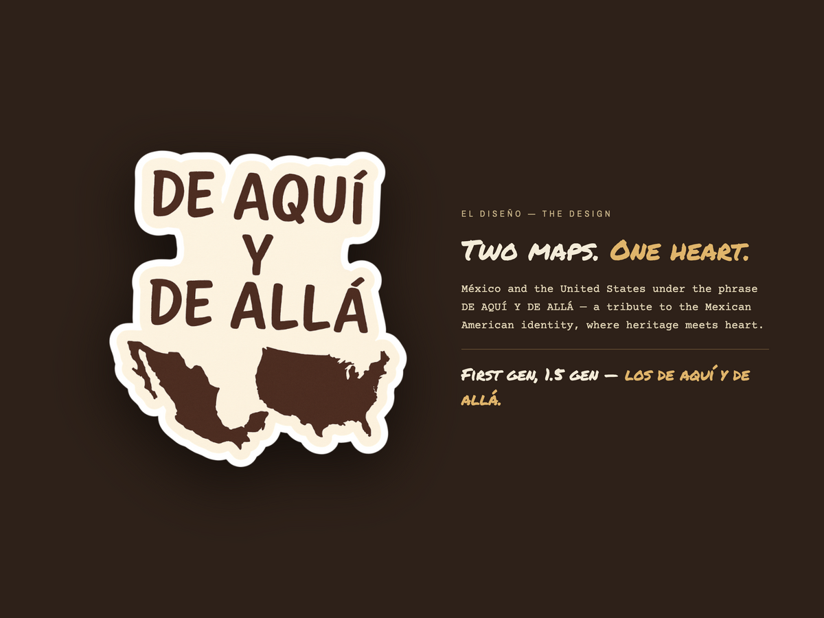 Mexican American Sticker, De Aquí y De Allá Vinyl Decal | USA Mexico Map Laptop Sticker | Bicultural Pride Heritage Gift
