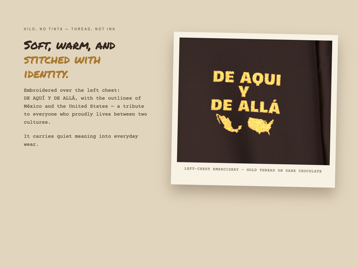 De Aquí y De Allá Embroidered Sweatshirt | Mexican American Crewneck | Bicultural Pride Pullover | Latino Heritage Gift