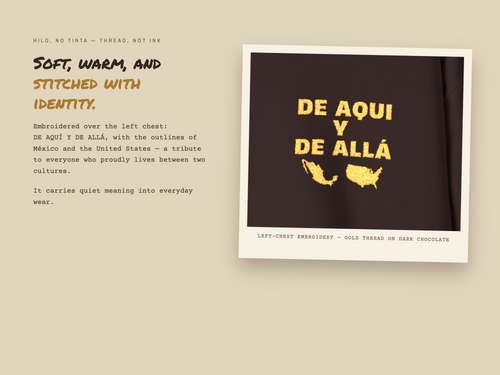 De Aquí y De Allá Embroidered Sweatshirt | Mexican American Crewneck | Bicultural Pride Pullover | Latino Heritage Gift
