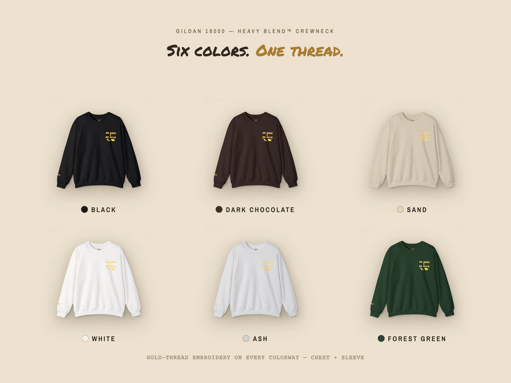 De Aquí y De Allá Embroidered Sweatshirt | Mexican American Crewneck | Bicultural Pride Pullover | Latino Heritage Gift