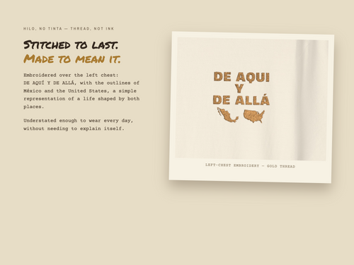 De Aquí y De Allá Embroidered Shirt | Mexican American Comfort Colors Tee | Nepantla Cultural T-Shirt