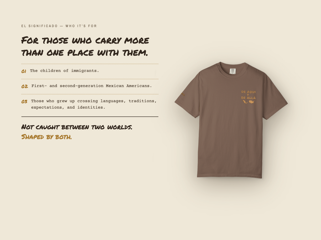 De Aquí y De Allá Embroidered Shirt | Mexican American Comfort Colors Tee | Nepantla Cultural T-Shirt