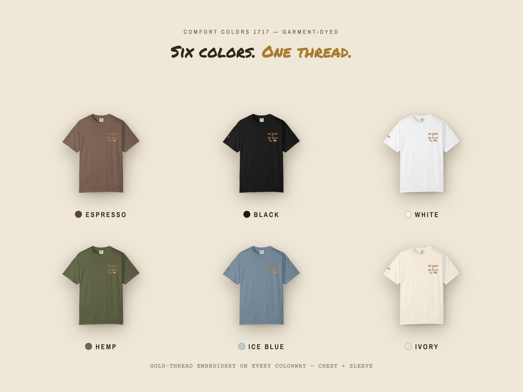 De Aquí y De Allá Embroidered Shirt | Mexican American Comfort Colors Tee | Nepantla Cultural T-Shirt