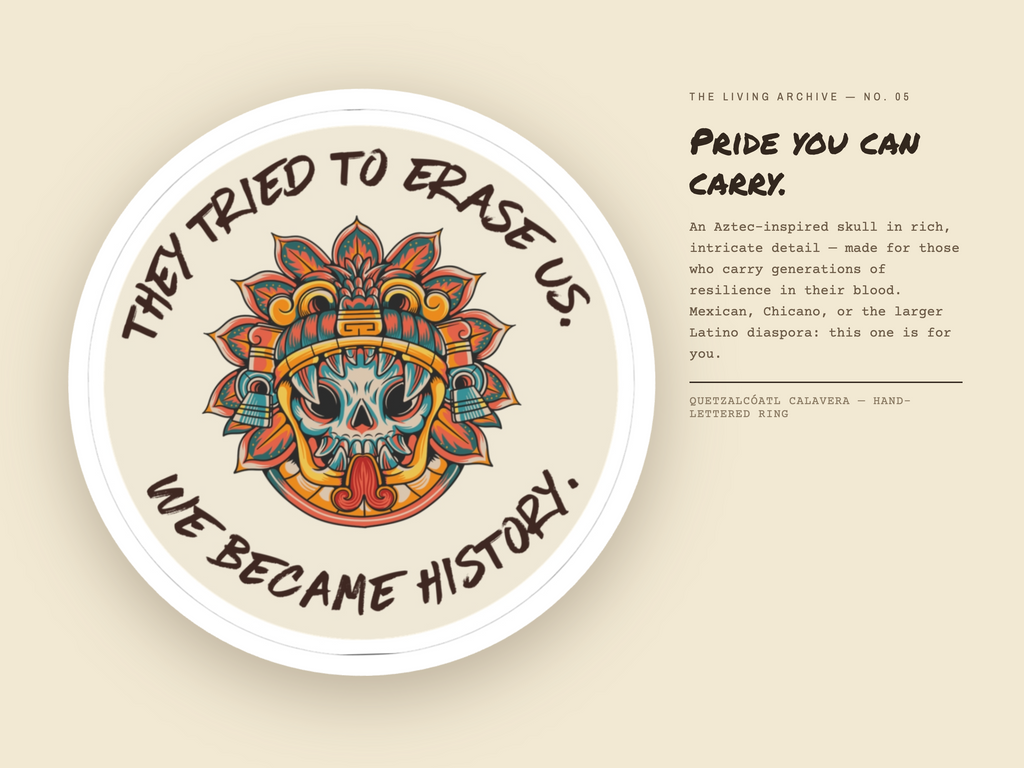 Mexican American Sticker, They Tried to Erase Us Aztec Skull Vinyl Decal | Chicano Pride Laptop Sticker | Latino Heritage Gift