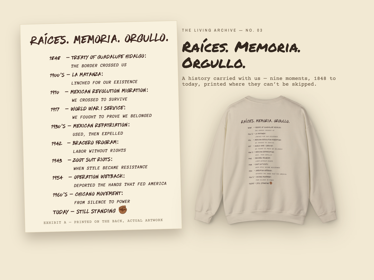 Mexican American Crewneck, They Tried to Erase Us Legacy Sweatshirt | Chicano History Pullover | Raíces Memoria Orgullo Gift