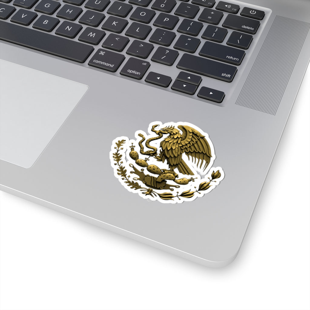 Mexican Pride Sticker, Golden Mexican Eagle Vinyl Decal | Mexico Coat of Arms Laptop Sticker | Cultural Heritage Gift